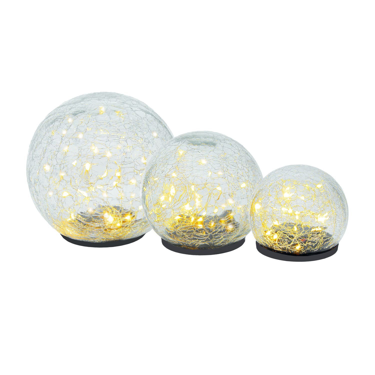 Intirilife LED Dekolicht, LED, warmweiß, 3er Set LED Glaskugel warmweiß Kugelleuchte LED Dekoleuchte Dekolicht