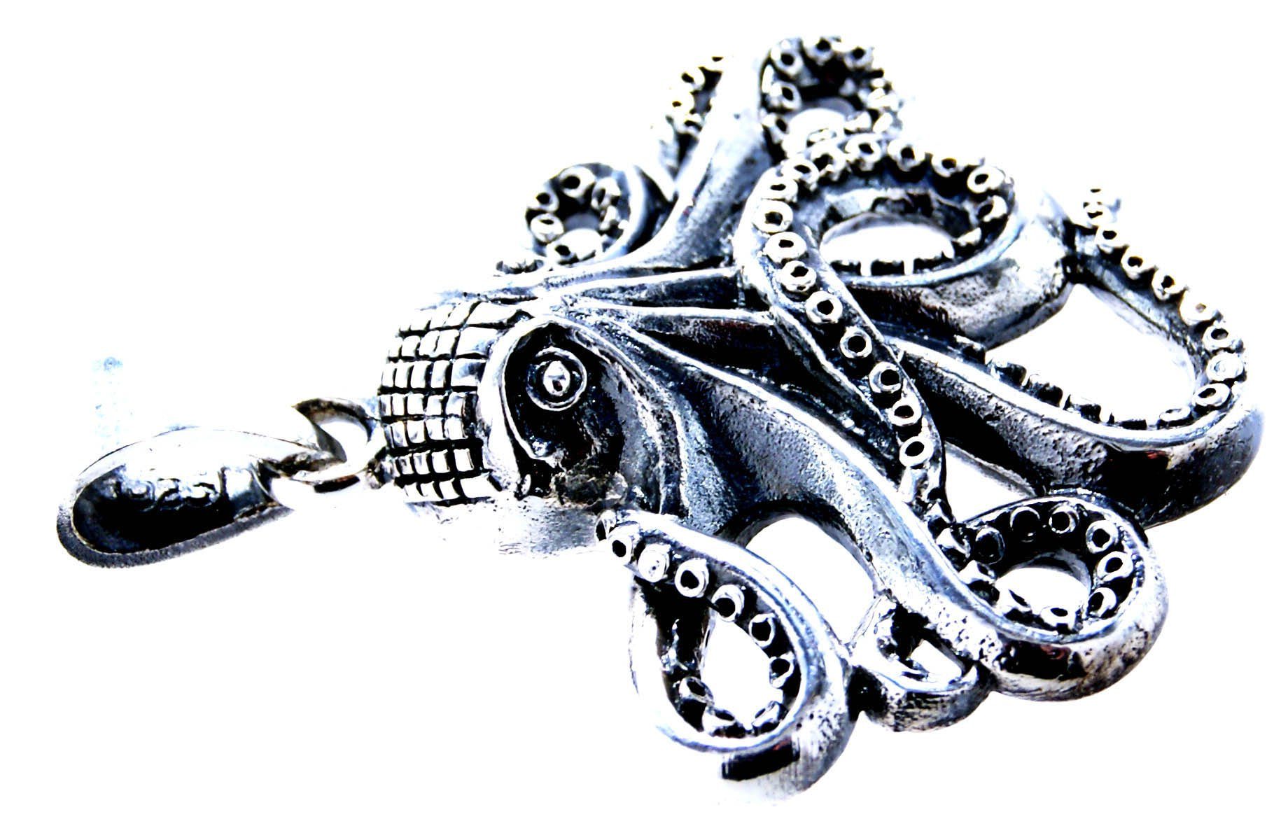 Kiss Tintenfisch of Leather Oktopus Krake aus Silber Octopus 925 Kettenanhänger Anhänger