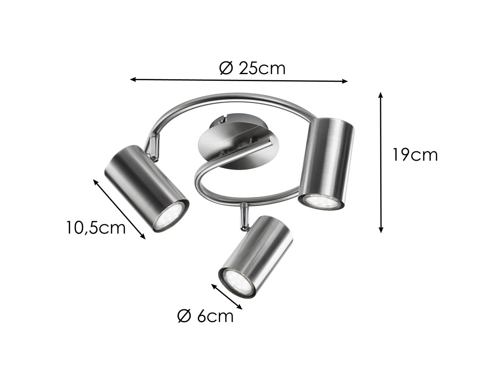 meineWunschleuchte LED Deckenstrahler, LED wechselbar, Warmweiß, Innen Licht-Strahler Rondell 3-flammig für die Decke Ø 25cm