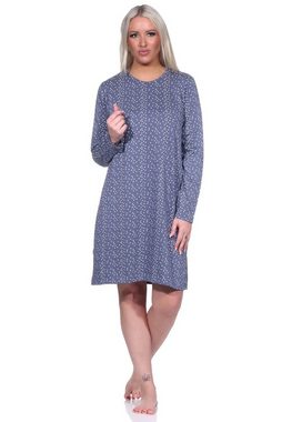 Normann Nachthemd Damen Nachthemd langarm Bigshirt mit Tupfenoptik