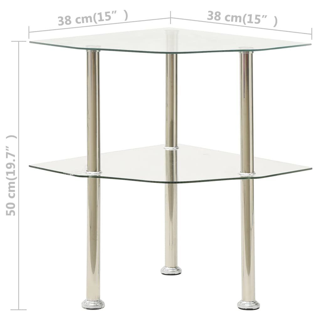 Hartglas vidaXL Transparent 38x38x50 mit Beistelltisch (1-St) Beistelltisch Ablagen cm 2