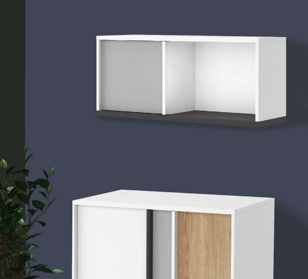 Feldmann-Wohnen Wandhängeschrank Imola, Imola 1-tlg., 90cm weiß / graphit / grau 1 Drehtür
