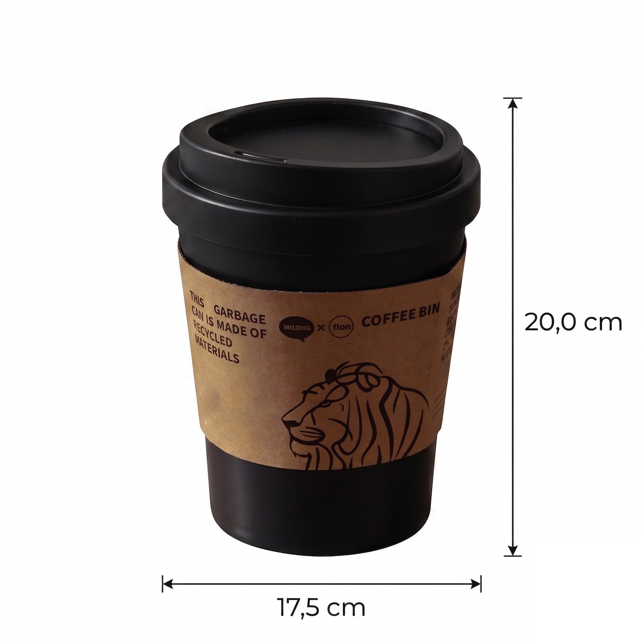 Sinoba Tischrestebehälter Tischmülleimer im Kaffeebecher-Look für Kaffeeecke & Büro, Mini Abfalleimer Mülleimer mit abnehmbaren Schwingdeckel 5 Liter – Bild 2 von 4