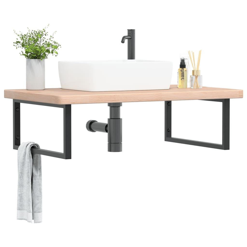 vidaXL Badezimmerspiegelschrank Waschtischplatte mit Halterung Stahl und Massivholz Eiche (1-St)