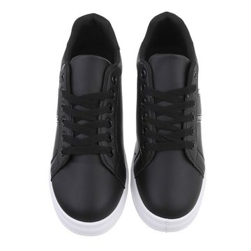 Ital-Design Damen Low-Top Freizeit Sneaker Keilabsatz/Wedge Sneakers Low in Schwarz