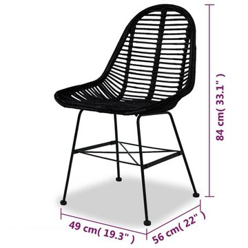 vidaXL Esszimmerstuhl Esszimmerstühle 2 Stk. Natur Rattan Schwarz (2 St)