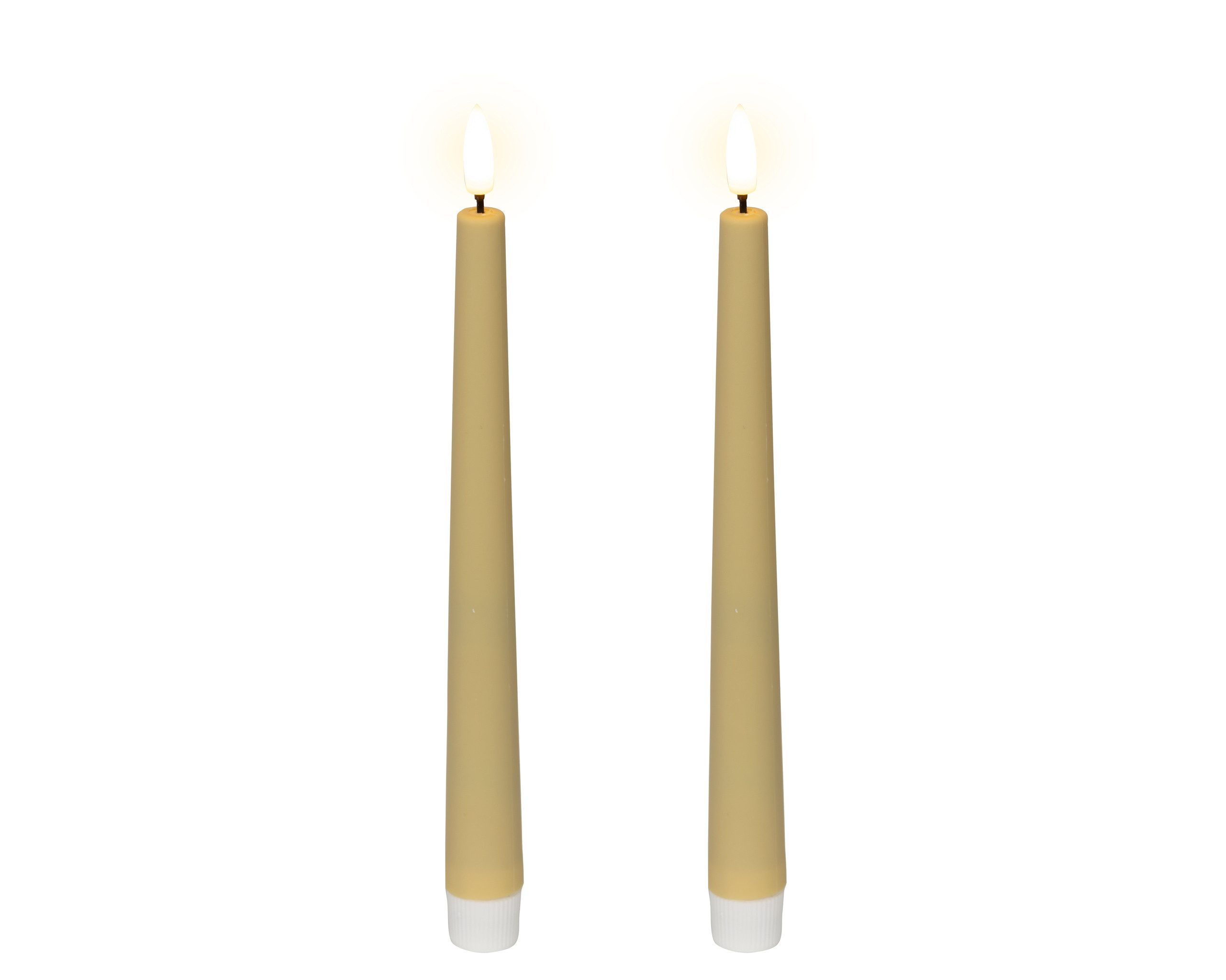Lumineo LED-Kerze, Timer, warmweiß, LED Kerzen 25,5cm mit Timer Outdoor Kunststoff 2 Stk. Creme / Warmweiß