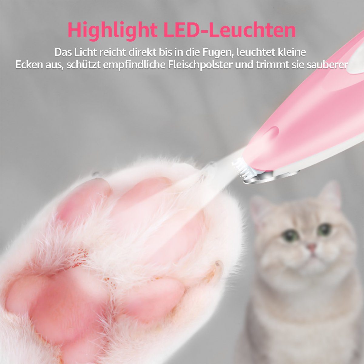 7Magic Hundeschermaschine Leise Tierhaarschneidemaschine und Geräuscharme Kabellose Schermaschine, für Hunde Katze, Wiederaufladbar, mit Led-Licht