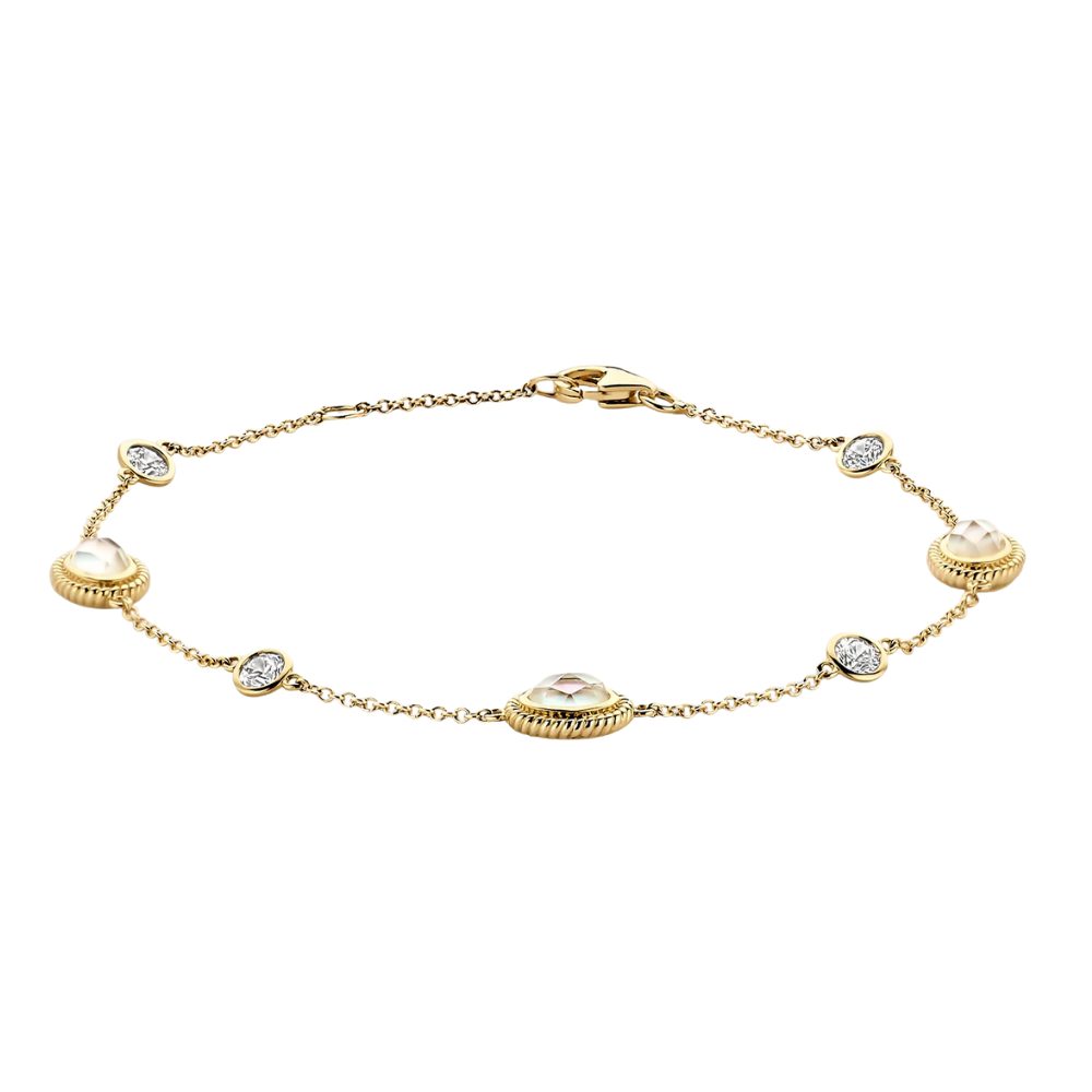 Blush Goldarmband 2252YMQ, Gelbgold, Zirkonia, Bergkristall, Perlmutt