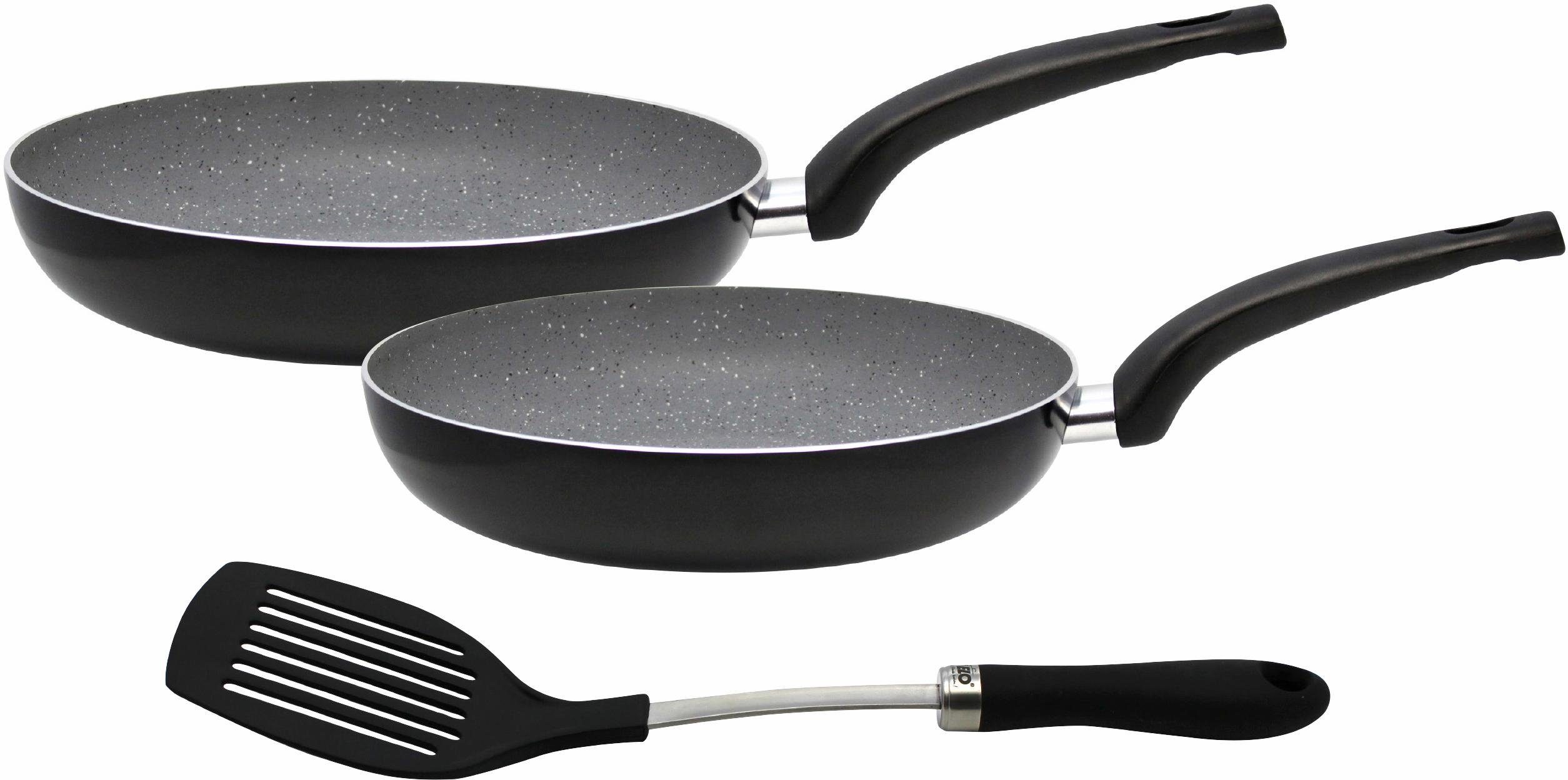 Elo Pfannen-Set Dolomit, Aluminium (Set, 3-tlg), Induktion, inkl. Pfannenwender, Ø 24,28 cm