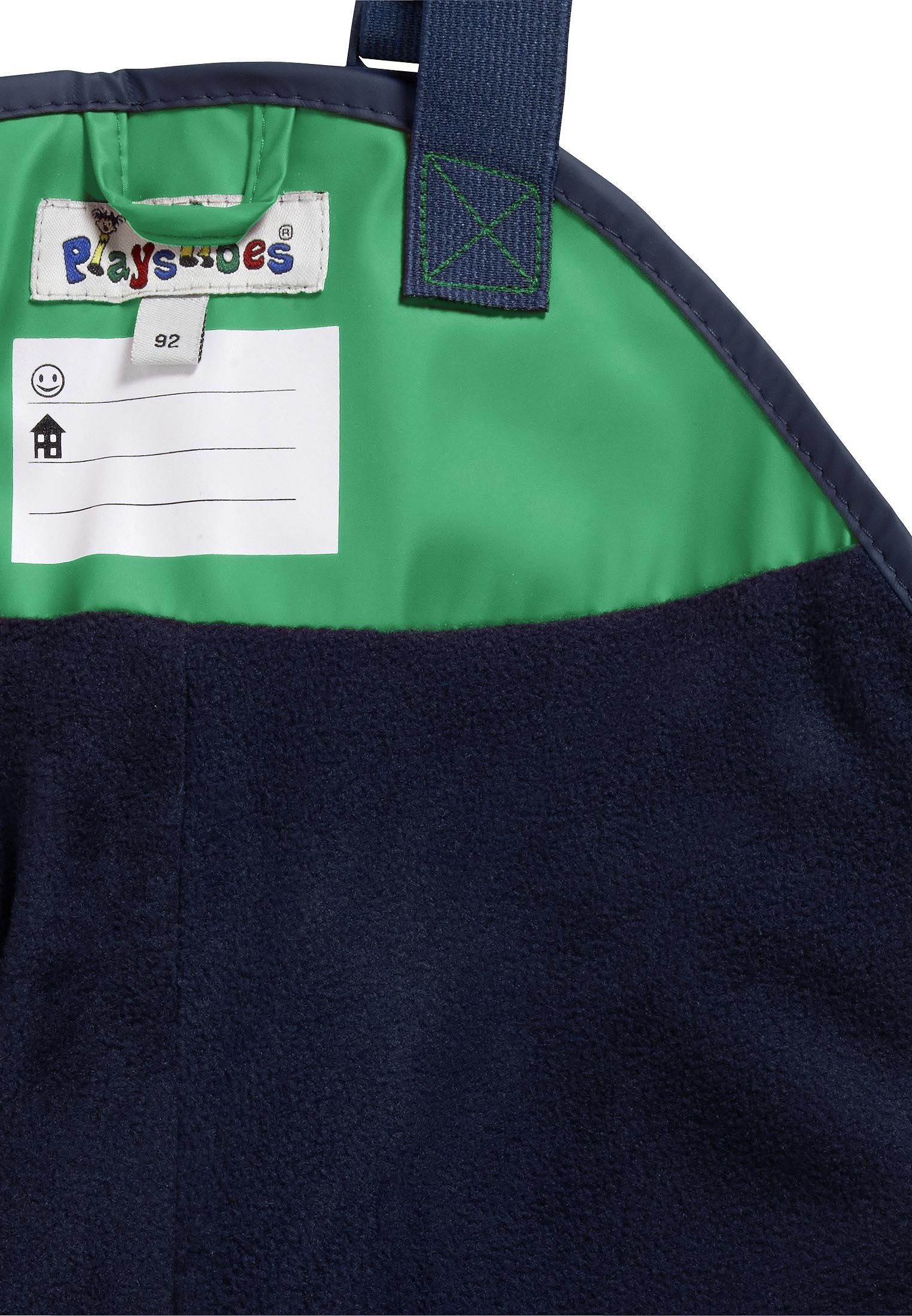 Playshoes Regenhose Fleece-Trägerhose gefüttert