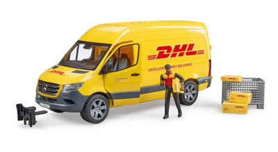 Bruder Spielwaren Spielzeug-Transporter MB Sprinter DHL mit Fahrer, (3-tlg), Kabinenscheiben aus transparentem und bruchsicherem Kunststoff
