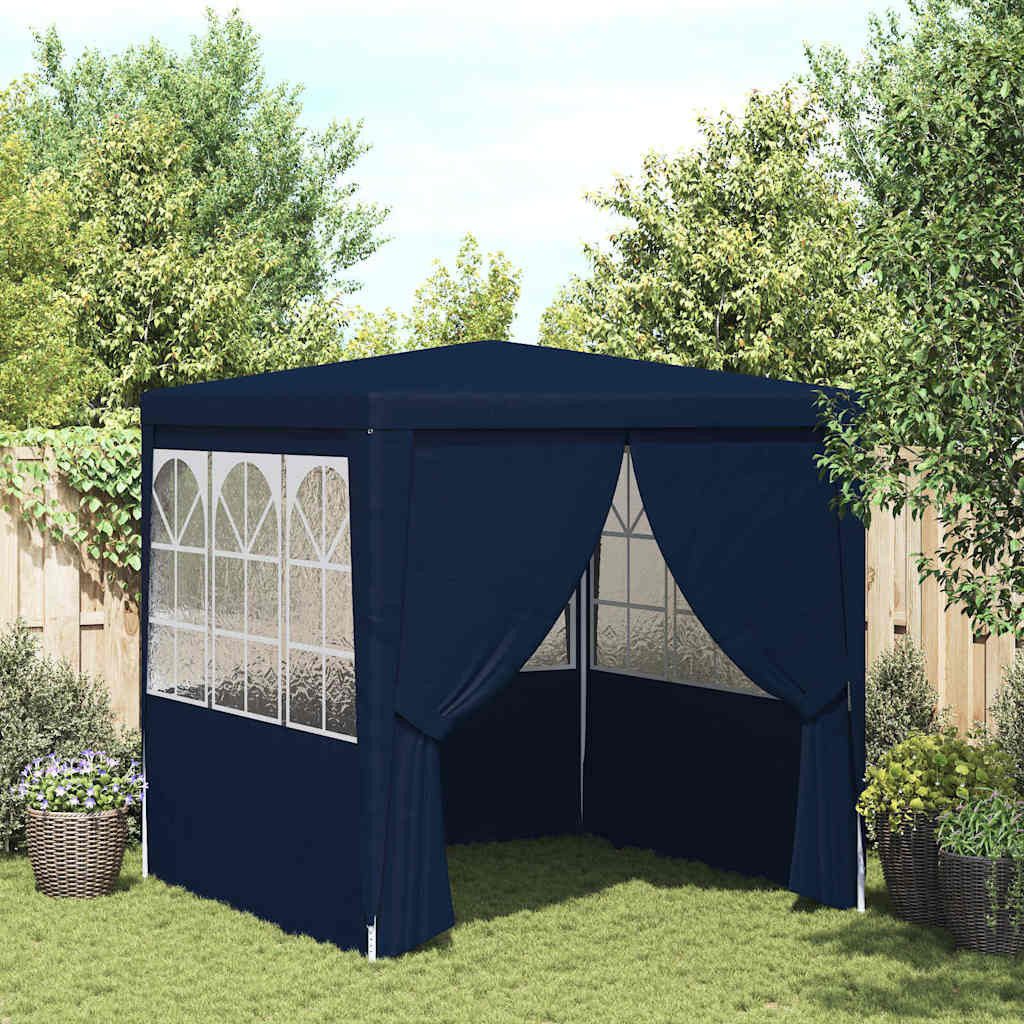 furnicato Partyzelt Blaues 2,5 x 2,5 x 2,4 m mit Seitenwänden, UV-beständiger Gartenschirm mit Reißverschluss-Tür und Stahlrahmen