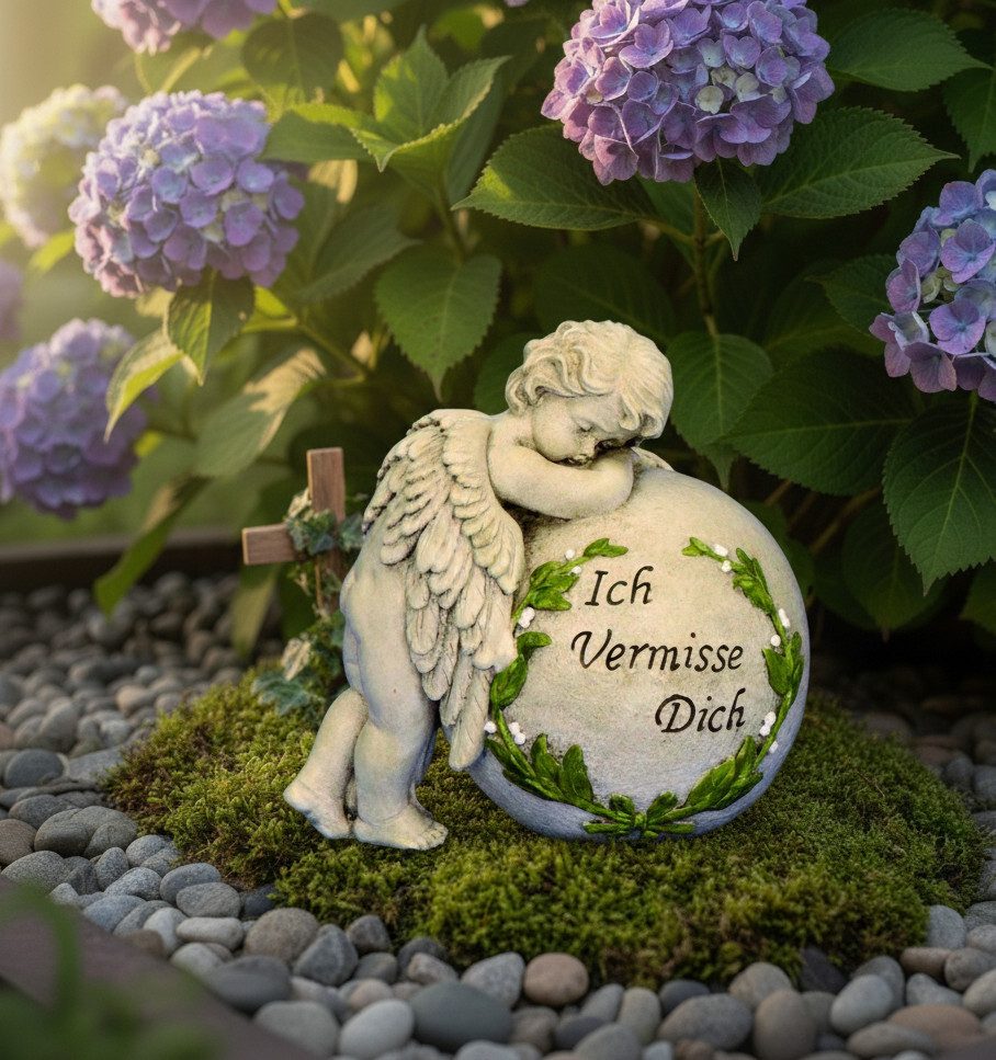 MF Gartenfigur Engel auf Kugel Ich vermisse Dich 19,5 cm Dekorative Trauerf günstig online kaufen