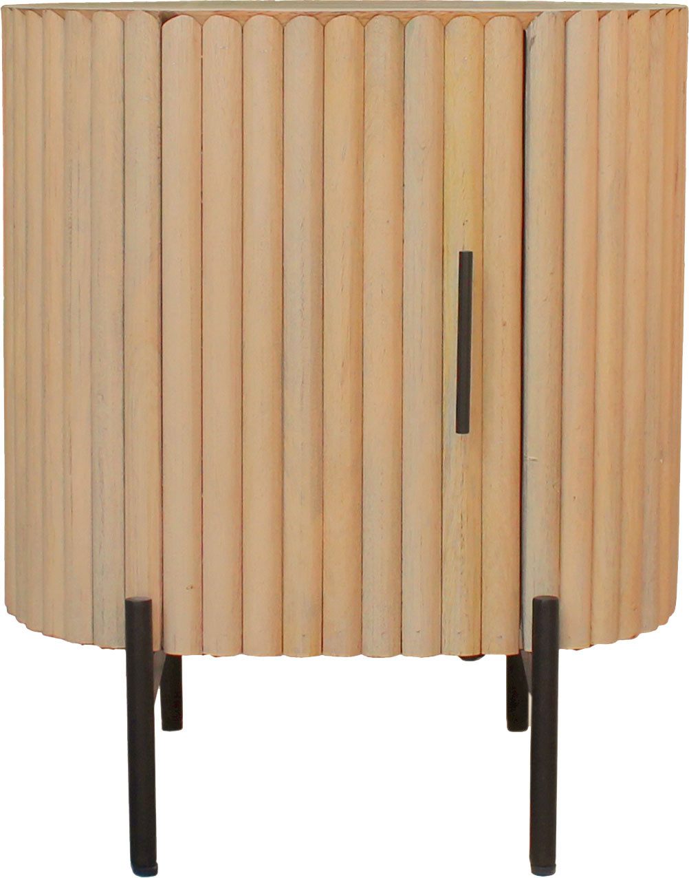 SIT Nachtkommode Kommode Retro – Lamellen‑Design & massives Mangoholz, stilvoll (1 St), Retro‑Lamellen‑Nachtkommode aus massivem Mangoholz, Stauraum