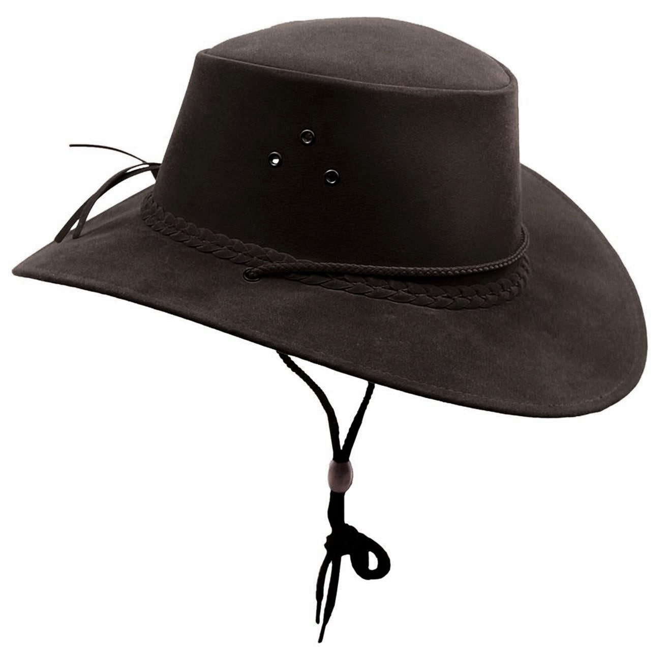 Outbacker Cowboyhut Outdoor Sommerhut aus veganem Leder super leicht und luftig inkl. Kinn