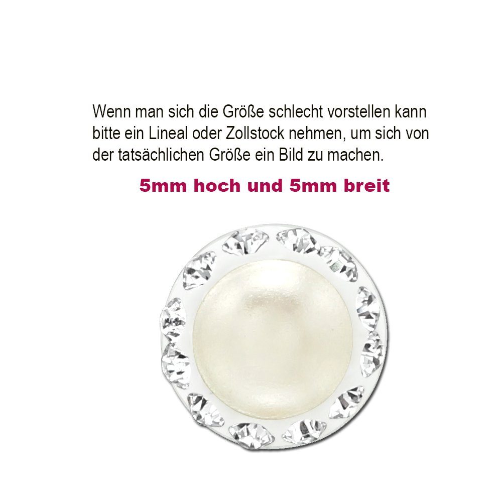 Limana Perlenohrringe Damen Ohrringe 925 Silber 5mm Perlen mit SWAROVSKI® Kristalle, Ohrstecker Damenohrringe Damenschmuck