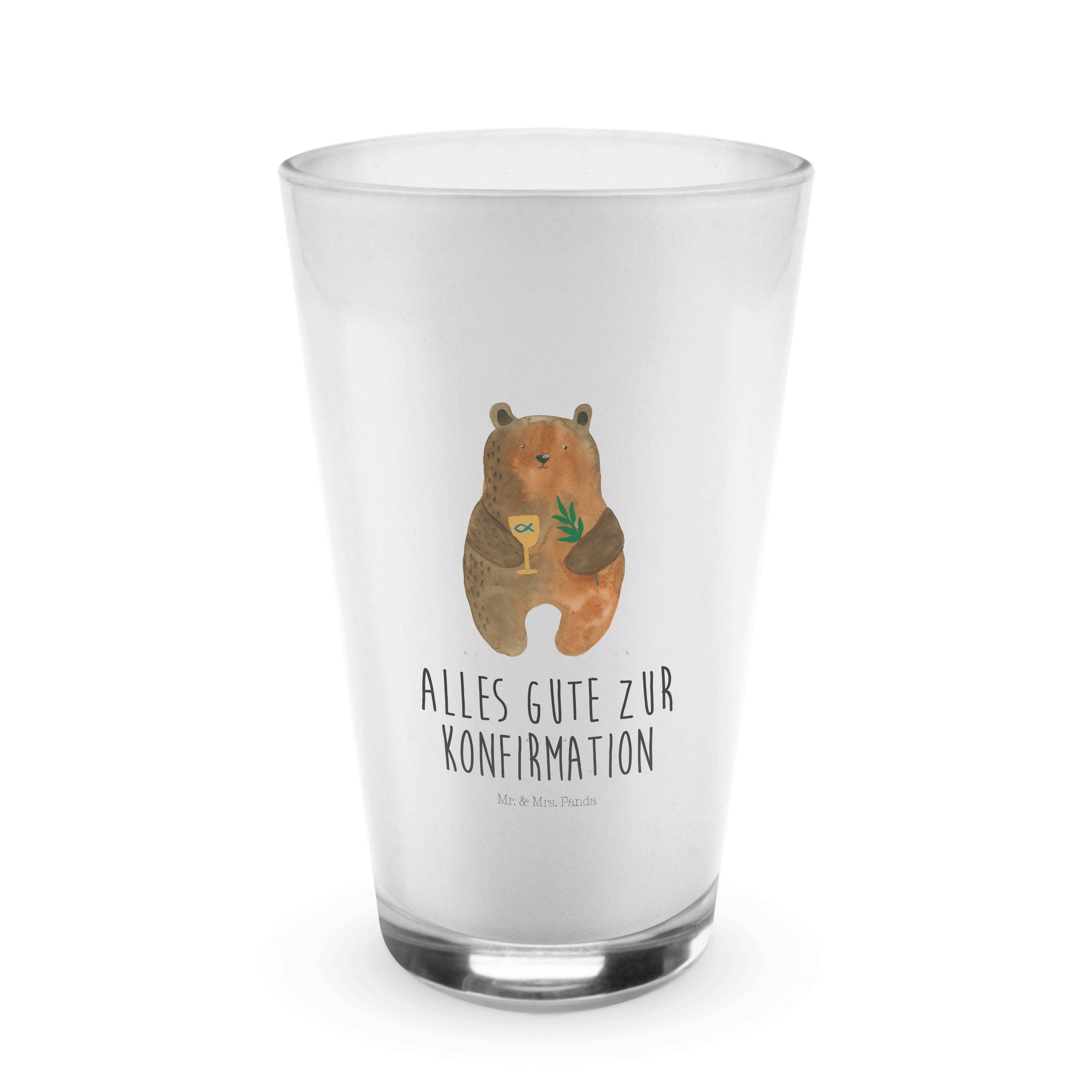 - Panda Macchiato, Geschenk, Premium Mr. Latte Transparent - Glas Glas evangelis, Konfirmation-Bär Mrs. &