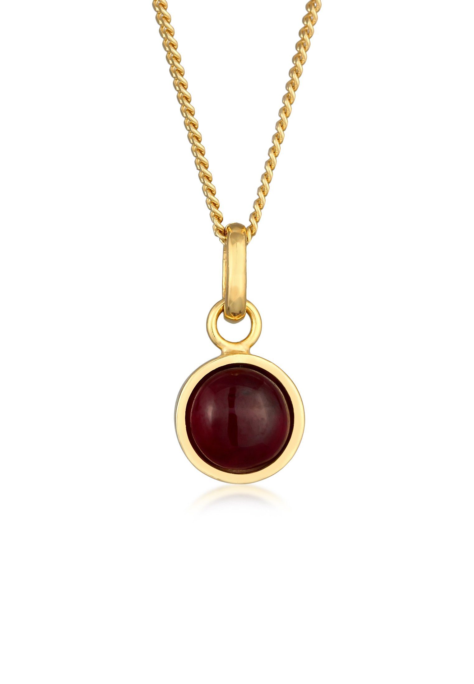 Elli Premium Kette mit Anhänger Solitär Geburtsstein Granat Rot 925 Sterling Silber vergoldet