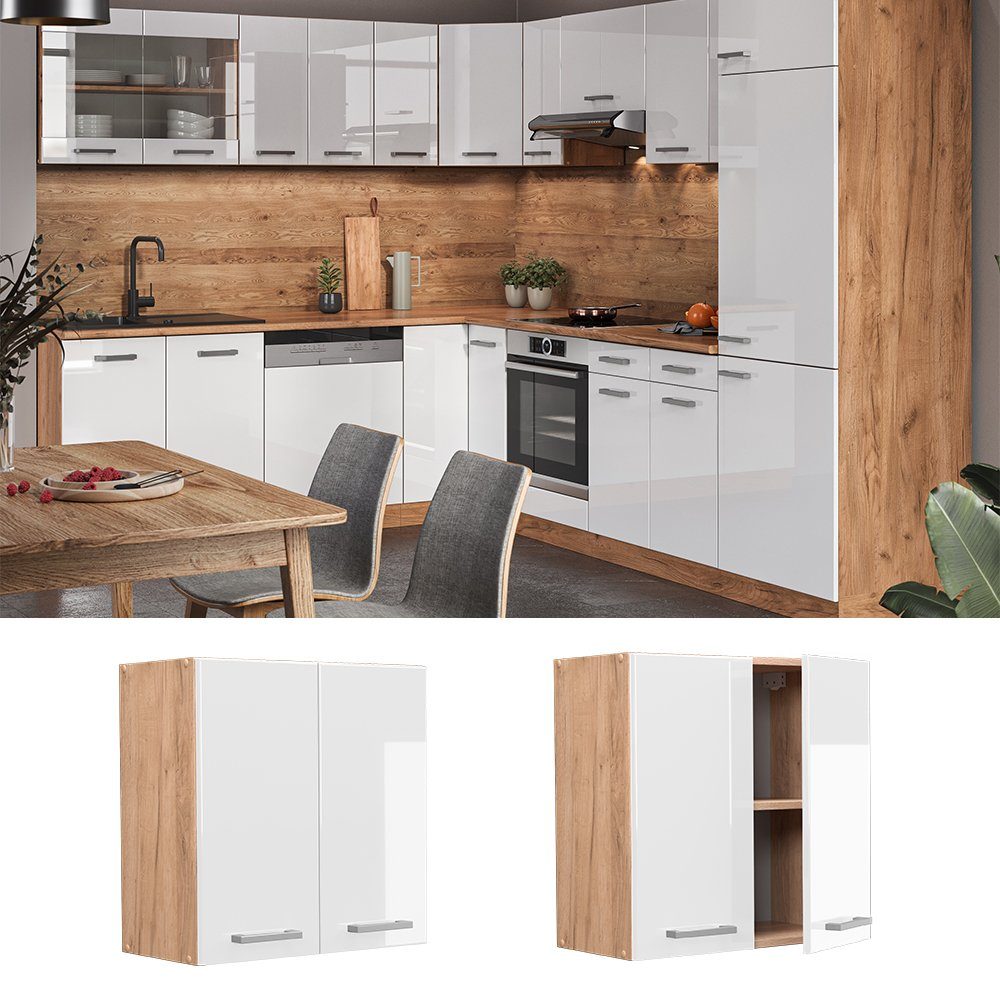 Vicco Hängeschrank R-Line, Weiß Hochglanz/Goldkraft Eiche, günstig online kaufen