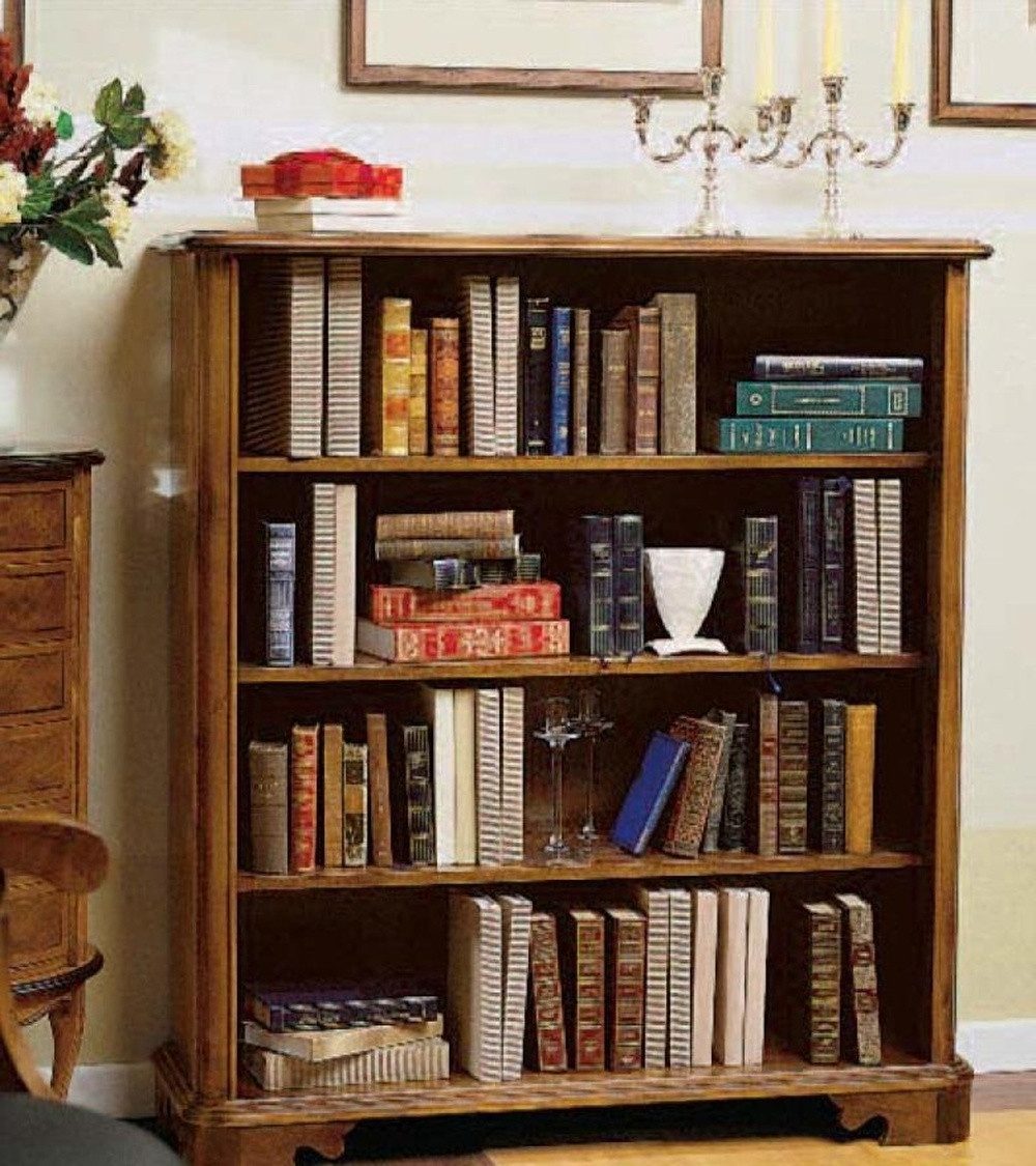 Bücherregal Klassisches Holzregal mit Vitrine für Bücher und Dekoration