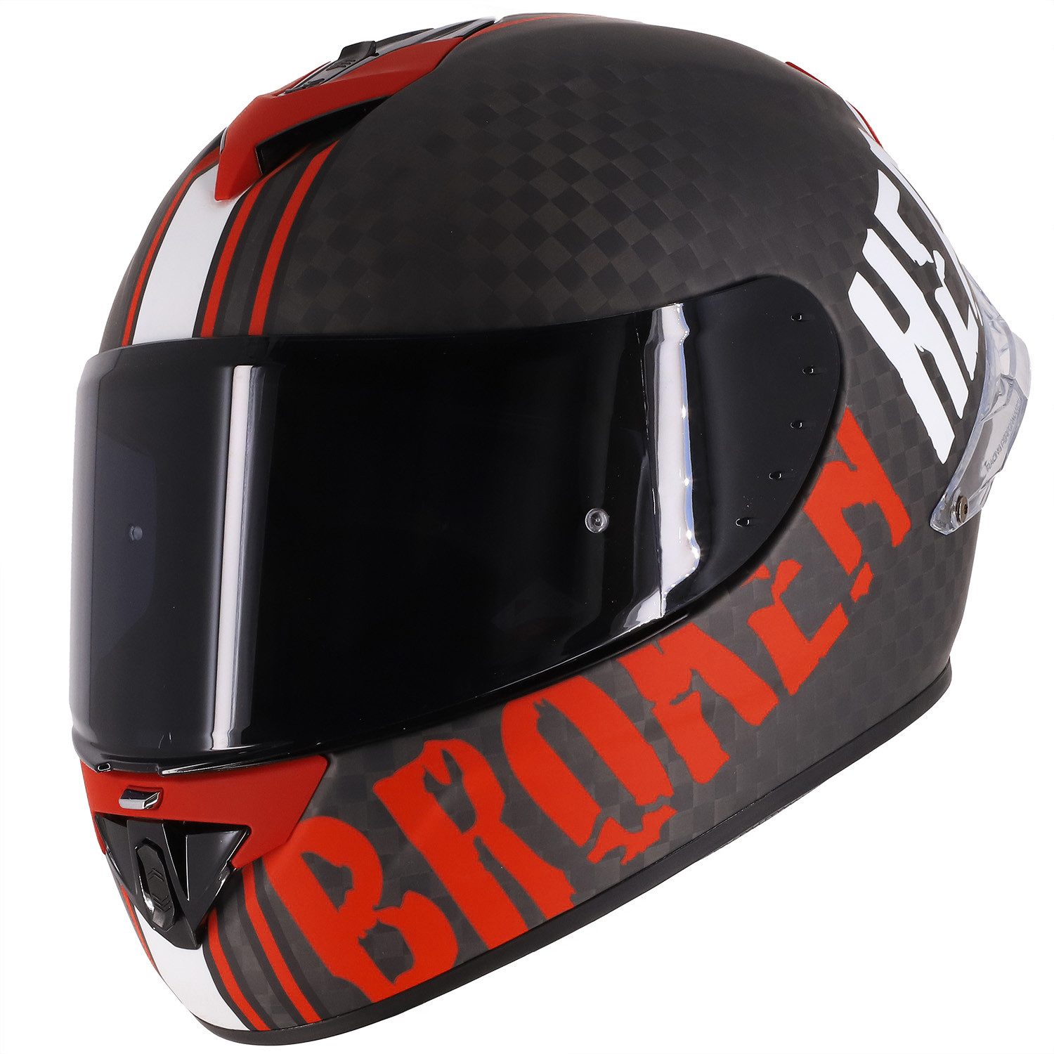 Broken Head Motorradhelm BeProud Race Pro Carbon Red (Mit schwarzem Visier), Mit Spoiler