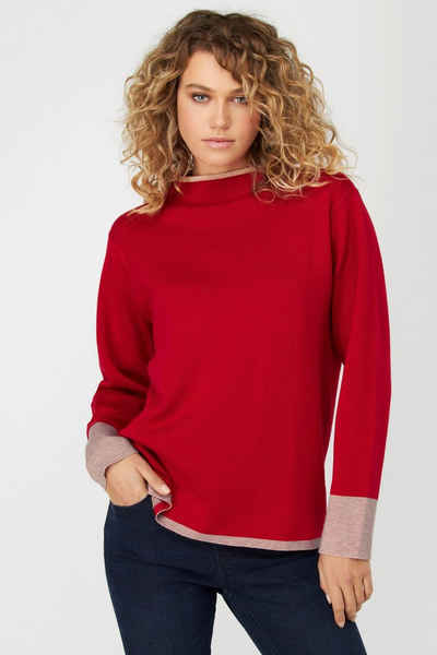 Gina Laura Strickpullover Pullover Doubleface-Strick Stehkragen Langarm