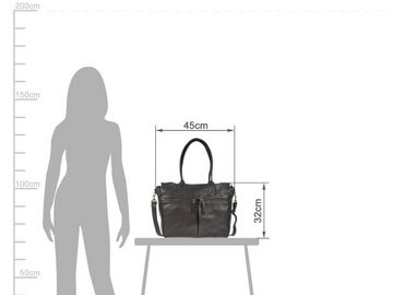 Bear Design Shopper "Binni" Callisto Pelle Leder, große Handtasche, Schultertasche 45x32cm, weich, knautschig schwarz