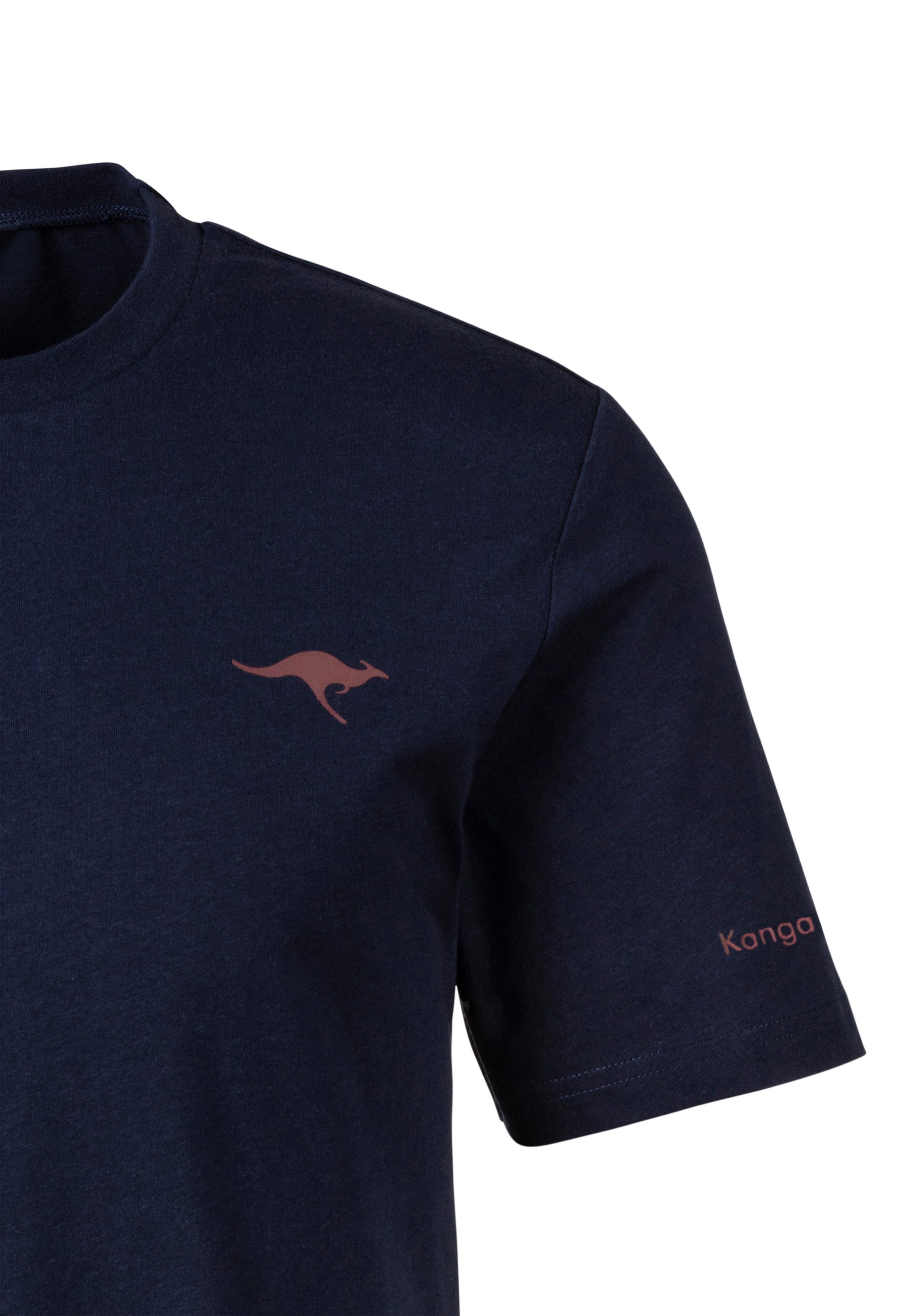 der (2er-Pack) Print KangaROOS Kurzarmshirt weiß mit KangaROOS navy, Brust auf