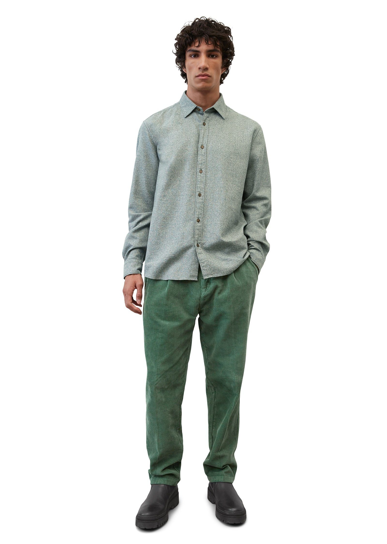 Bio-Baumwolle O'Polo Marc Langarmhemd grün reiner aus