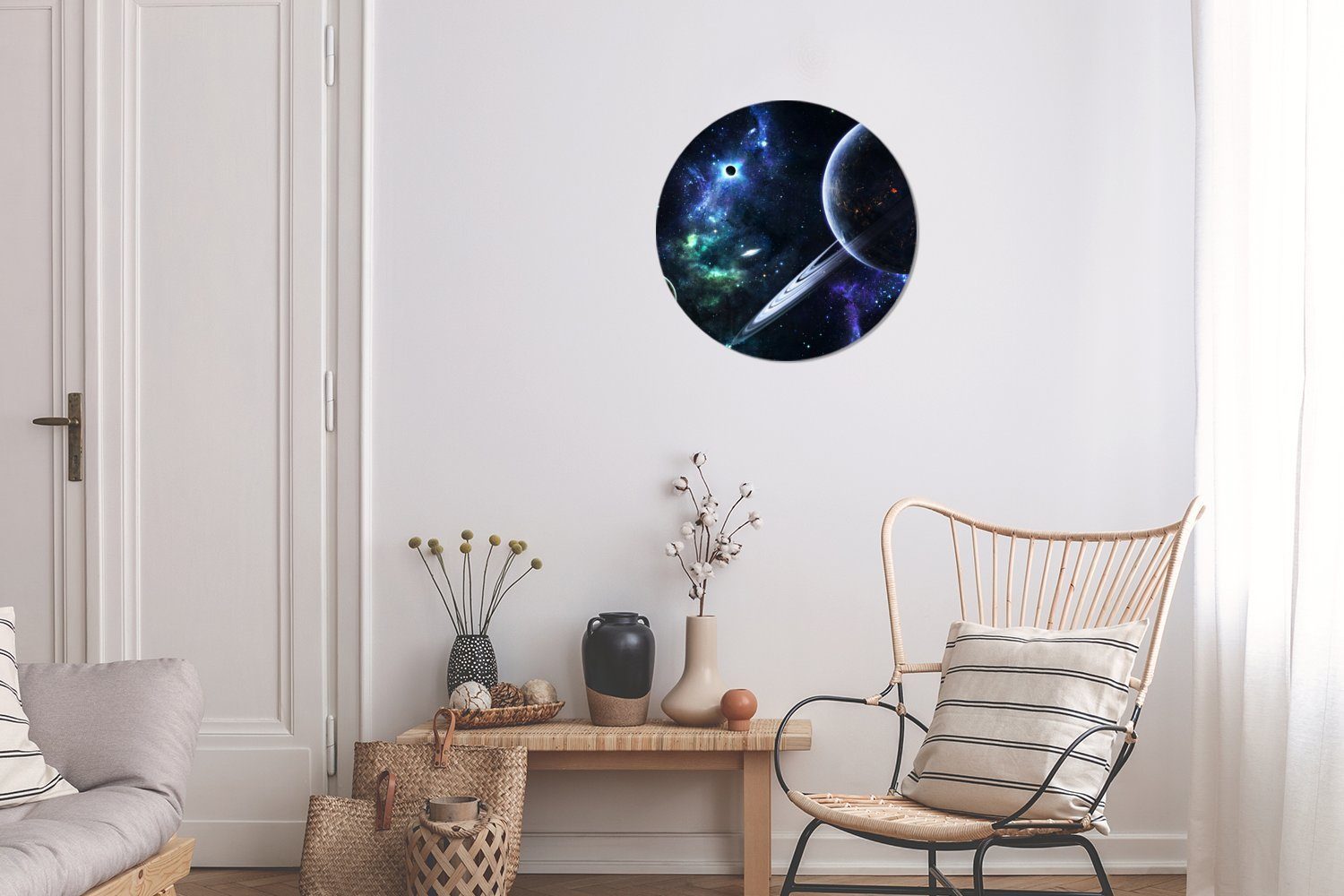 der (1 Kreis Wanddekoration Wohnzimmer, Bild MuchoWow Planeten, Milchstraße Wandbild, cm Rundes Forex, St), Gemälde 30x30 Buntes mit