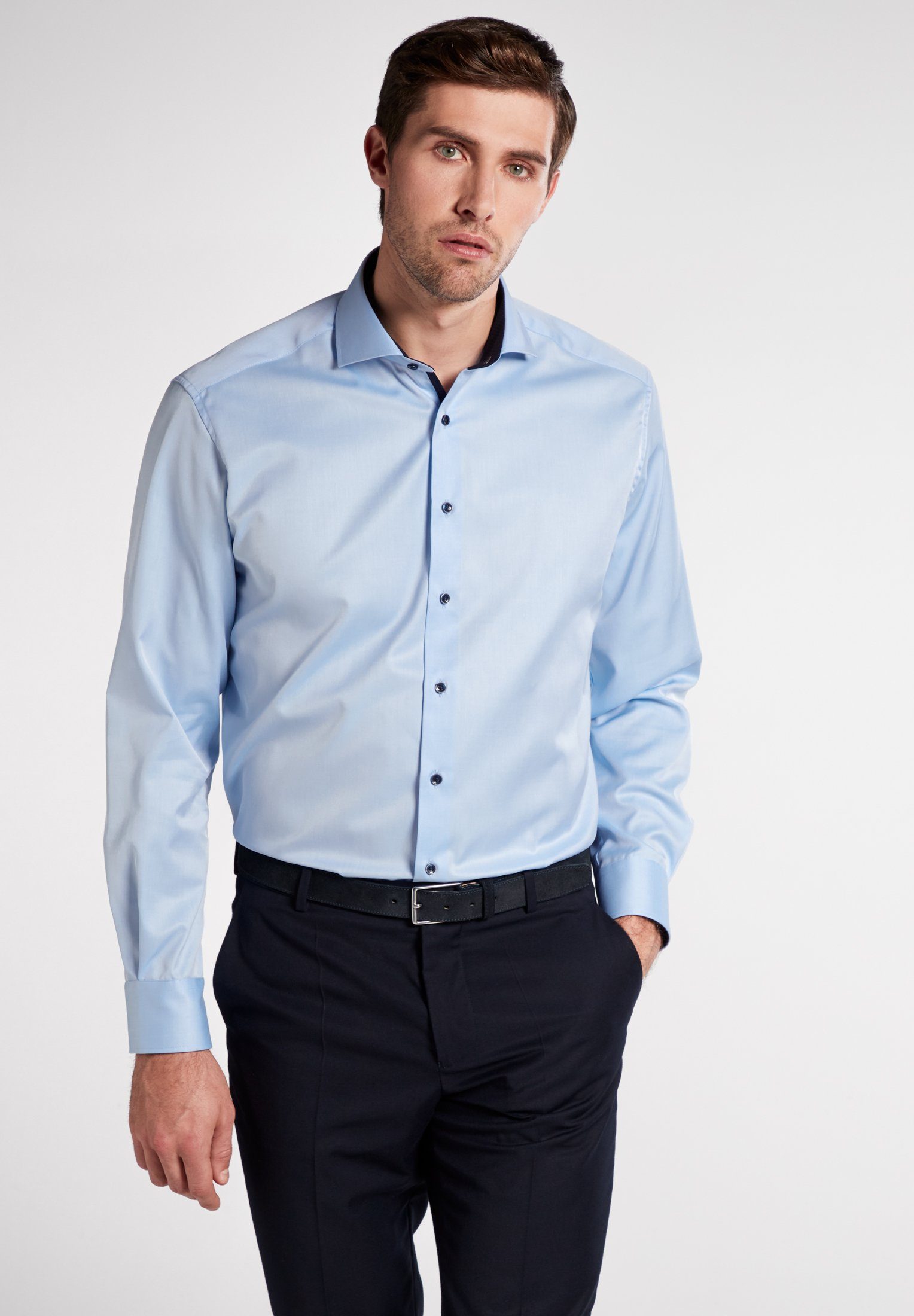 Langarmhemd Eterna COMFORT FIT hellblau