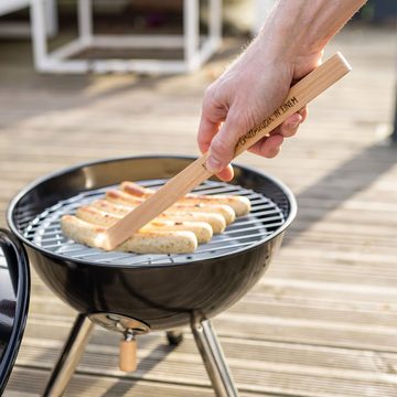 PAPIERDRACHEN Grillzange Grillzange zum Vatertag für Papa oder Opa - originelles Geschenk, hochwertige Buchenzange