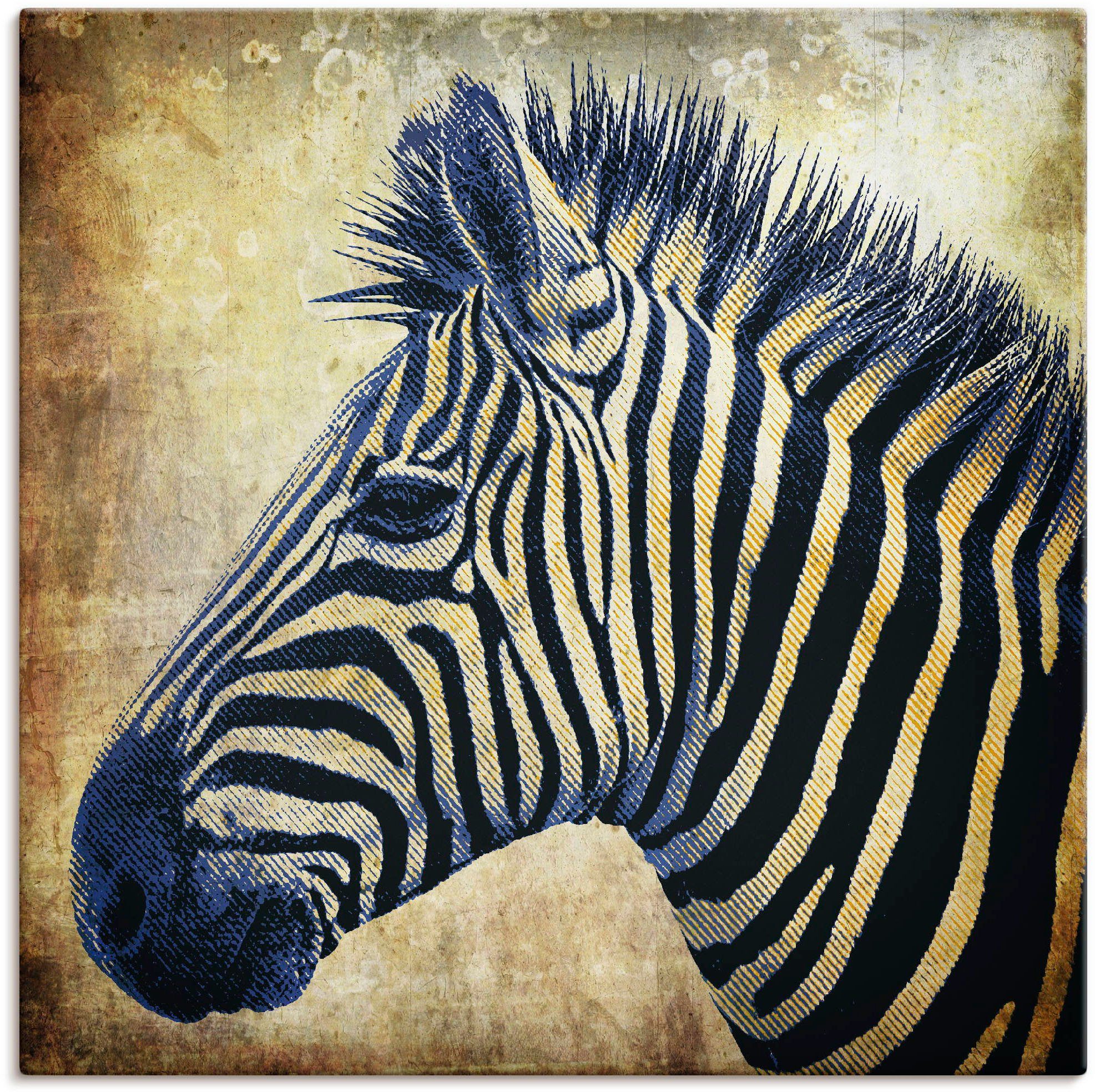 in Wildtiere Größen Porträt oder Leinwandbild, (1 Wandbild Poster Alubild, Wandaufkleber Artland Zebra PopArt, als versch. St),