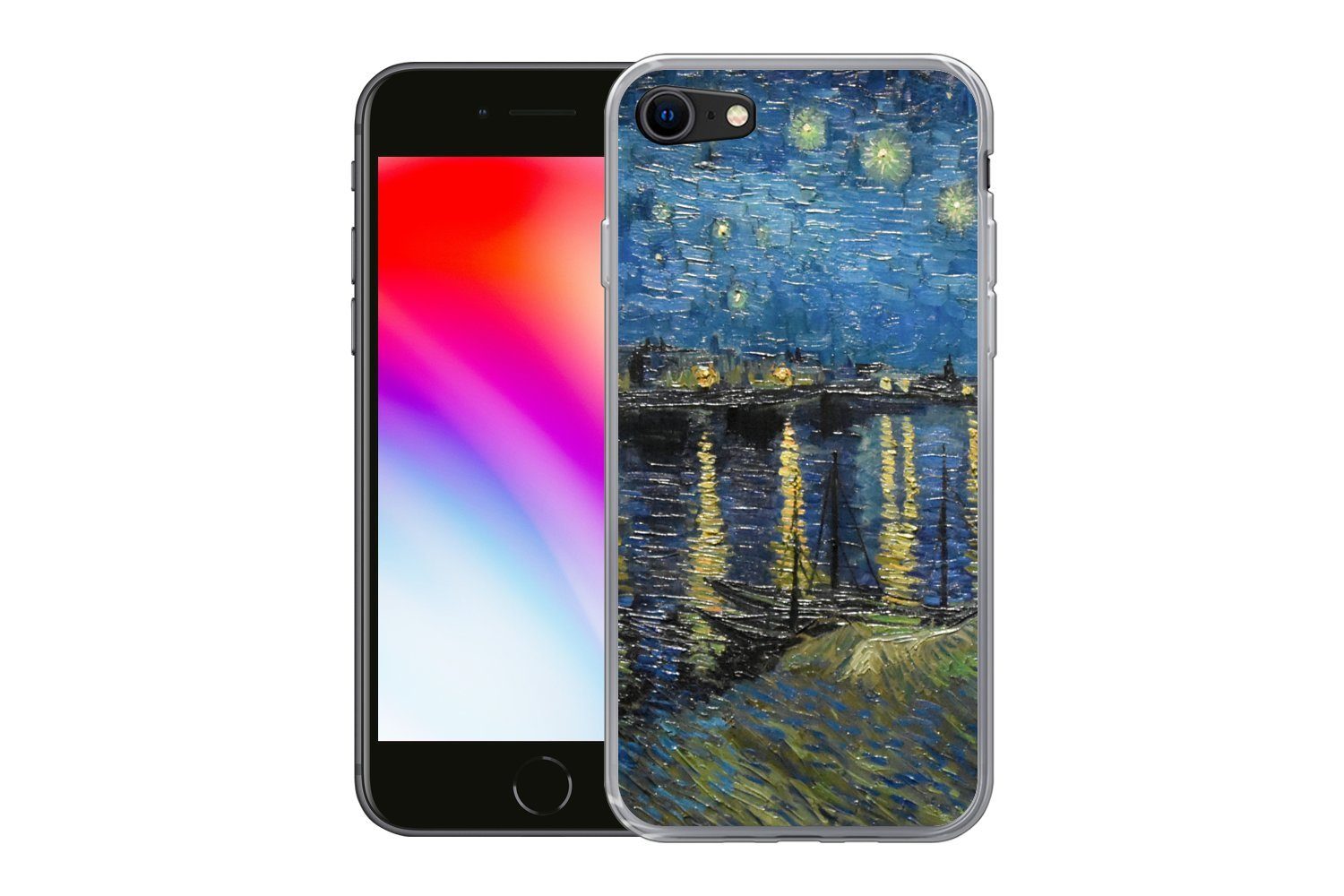 MuchoWow Handyhülle für Apple iPhone 7 Sternennacht über der Rhone - Van Gogh - Kunst, Smartphone-Bumper, Print, Handy Schutzhülle Dünn