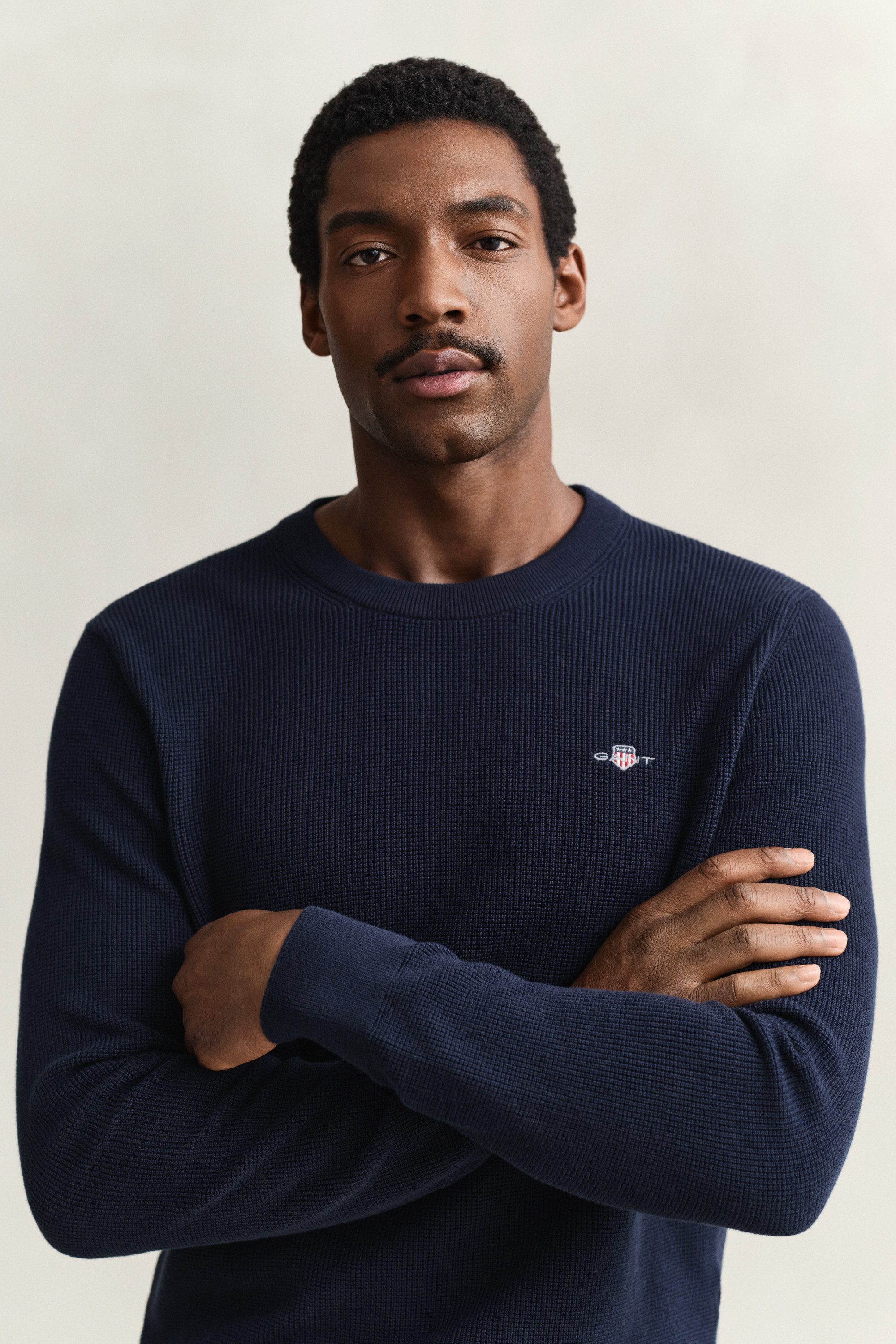 Gant Strickpullover MICRO TEXTURED COTTON C-NECK Regular fit mit Rundhalsausschnitt