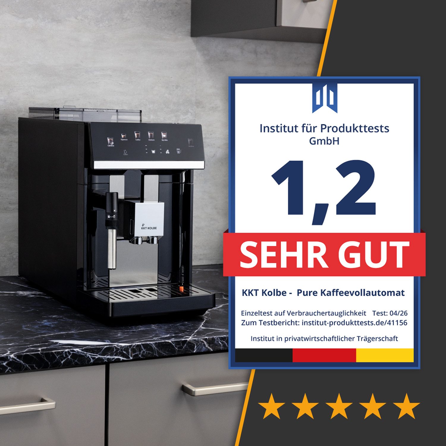 KKT KOLBE Kaffeevollautomat Pure, Automatische Reinigung, 2 Tassen-Funktion, 4 Kaffeespezialitäten