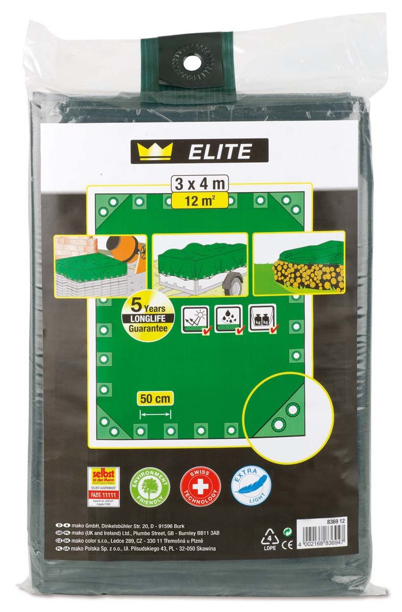 mako Schutzplane Ösenplane Abdeckplane ELITE verschiedene Größen zur Auswahl, Extrem reißfest, Ösenabstand von nur 50 cm, 3-fach verstärkte Ecken