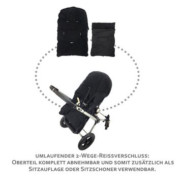BambiniWelt by Rafael K. Davoser Schlitten HOLZSCHLITTEN mit Rückenlehne Zugleine + WINTERFUßSACK Fleece 90cm