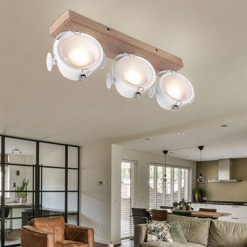 Steinhauer LIGHTING LED Deckenleuchte, Leuchtmittel nicht inklusive, Deckenlampe Wohnzimmerleuchte Strahler beweglich Holz Metall weiß matt