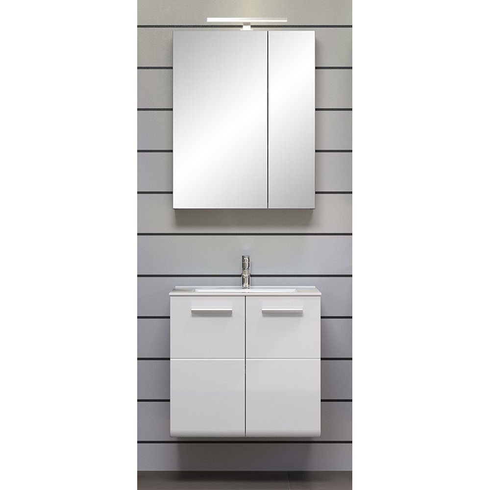 2 mit Spiegelschrank RAVENNA-19 Badezimmer Türen, 60/75/16 Rauchsilber Lomadox ca. in B/H/T: cm
