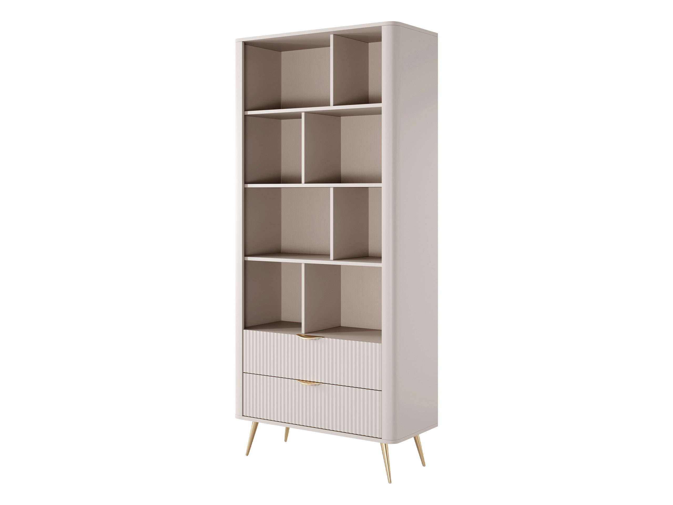 MIRJAN24 Regal Lante, mit zwei Schubladen, Metallfüße und Aluminiumgriffe, 88x38x194 cm