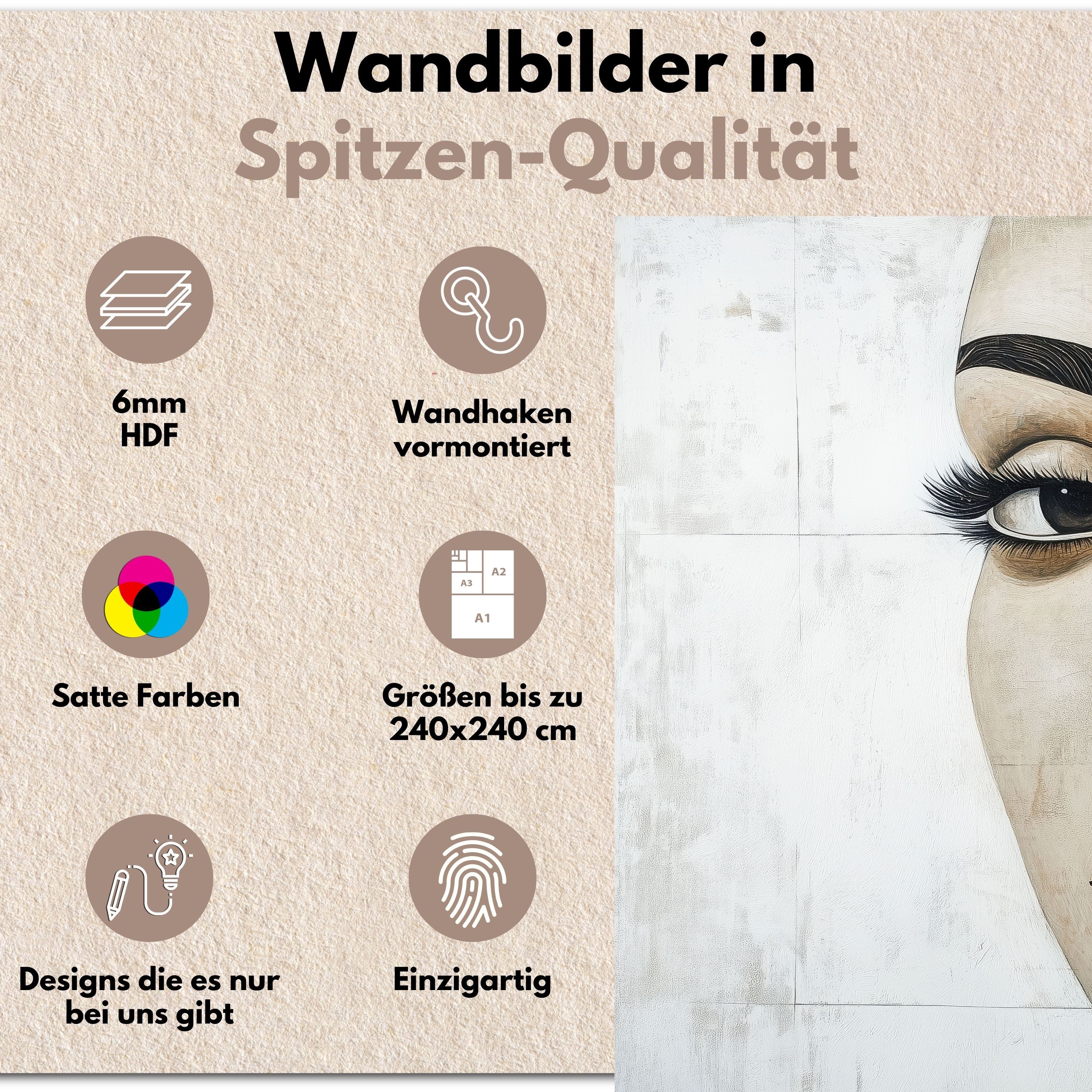 DARO Design Leinwandbild Modern Abstrakt Wandbilder XXL Wandbild Wand Deko Leinwand Bilder, (Frau Gesicht Abstrakt - Bild groß Wohnzimmer Schlafzimmer Küche Esszimmer Einteilig Querformat Fotodruck Leinwände Wanddeko Abstrakte Kunst Boho), 40x30cm