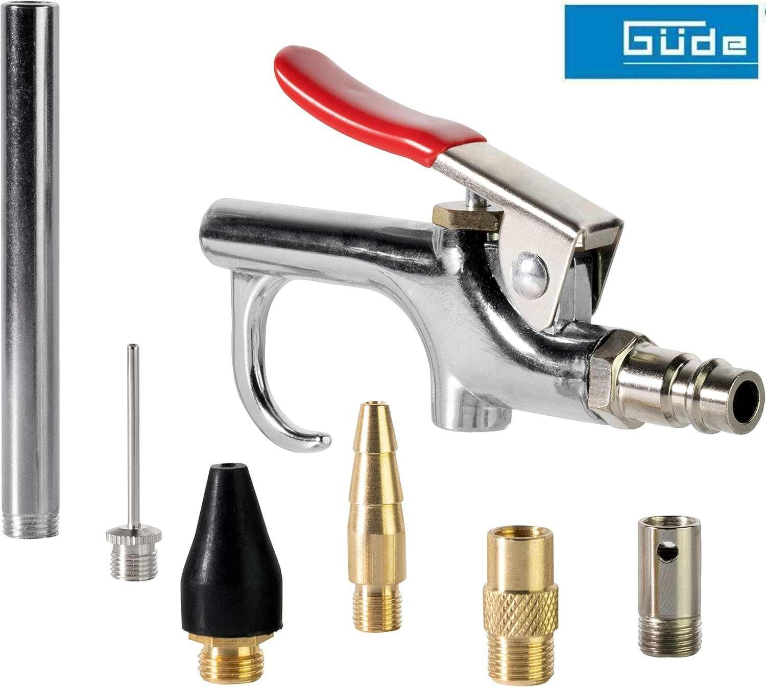 Güde Druckluftgeräte-Set Druckluft Ausblaspistole Adapter 7-tlg Ballfüllnadel Luftballonadapter