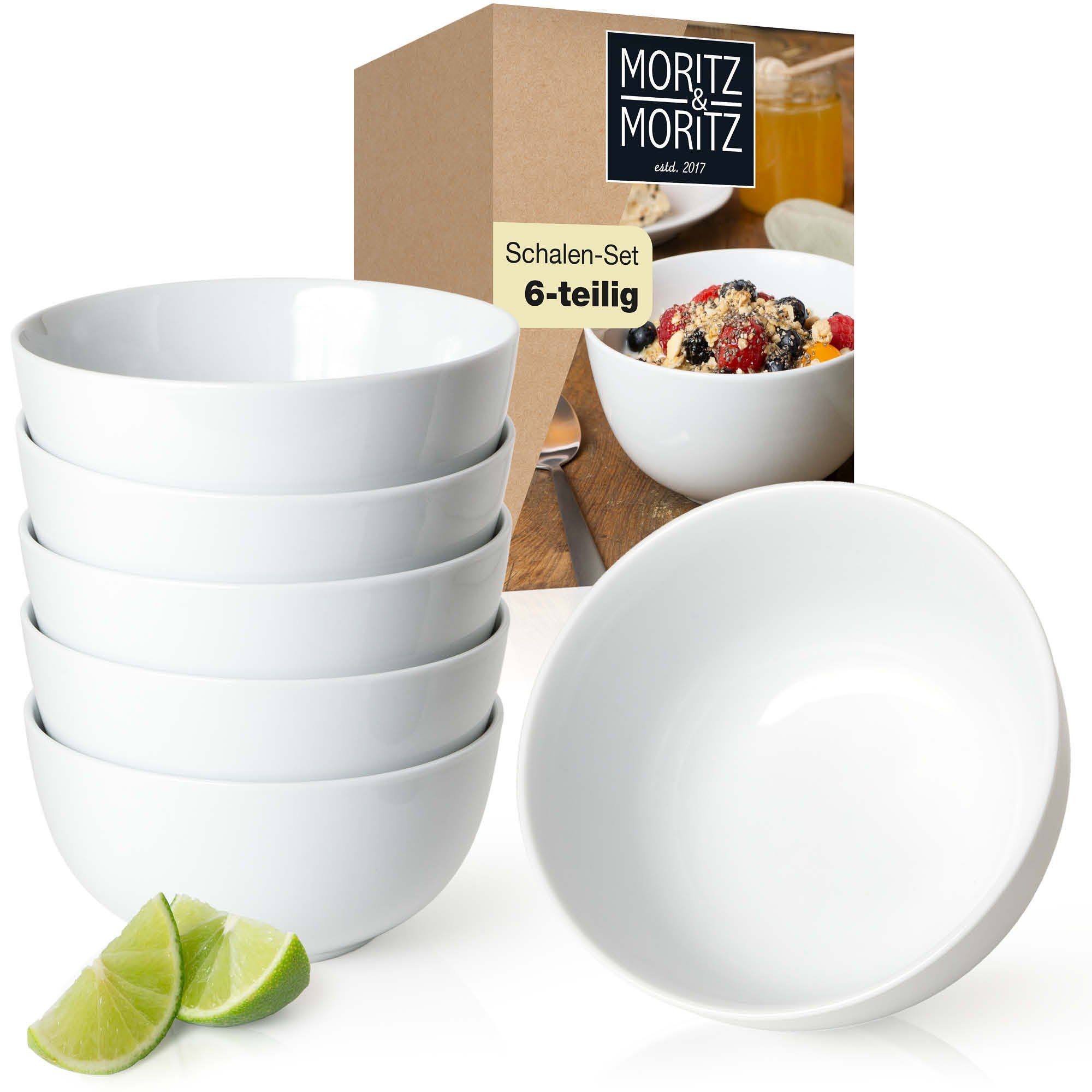 Moritz & Moritz Müslischüssel BASIC Schüssel Set, Porzellan, (Set, 6-tlg), für 6 Personen - spülmaschinen- und mikrowellengeeignet