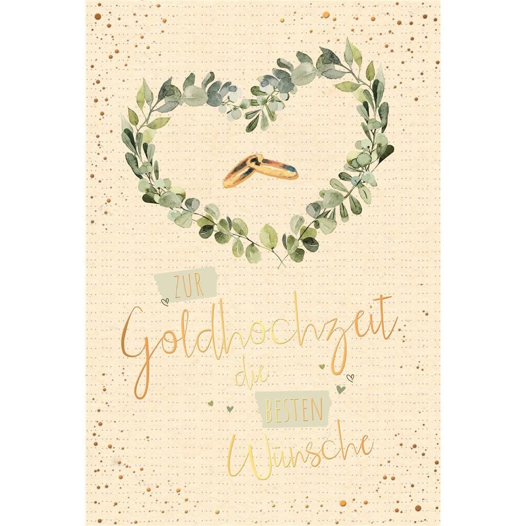 Grußkarten Goldhochzeit - 50. Hochzeitstag Karte mit Umschlag folienfrei