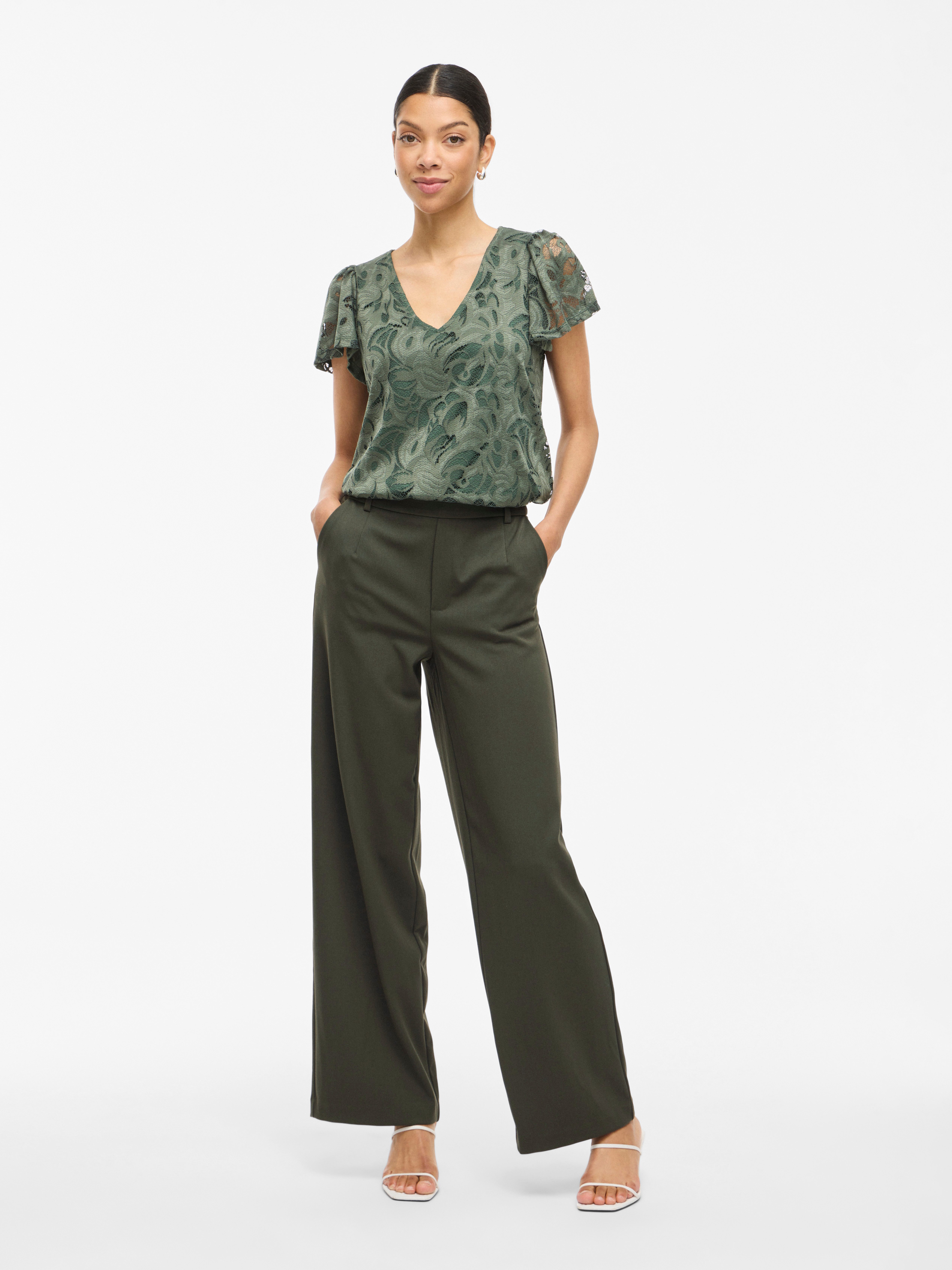 Vila Anzughose VIVARONE HW WIDE PANT - NOOS Materialmix, slim fit