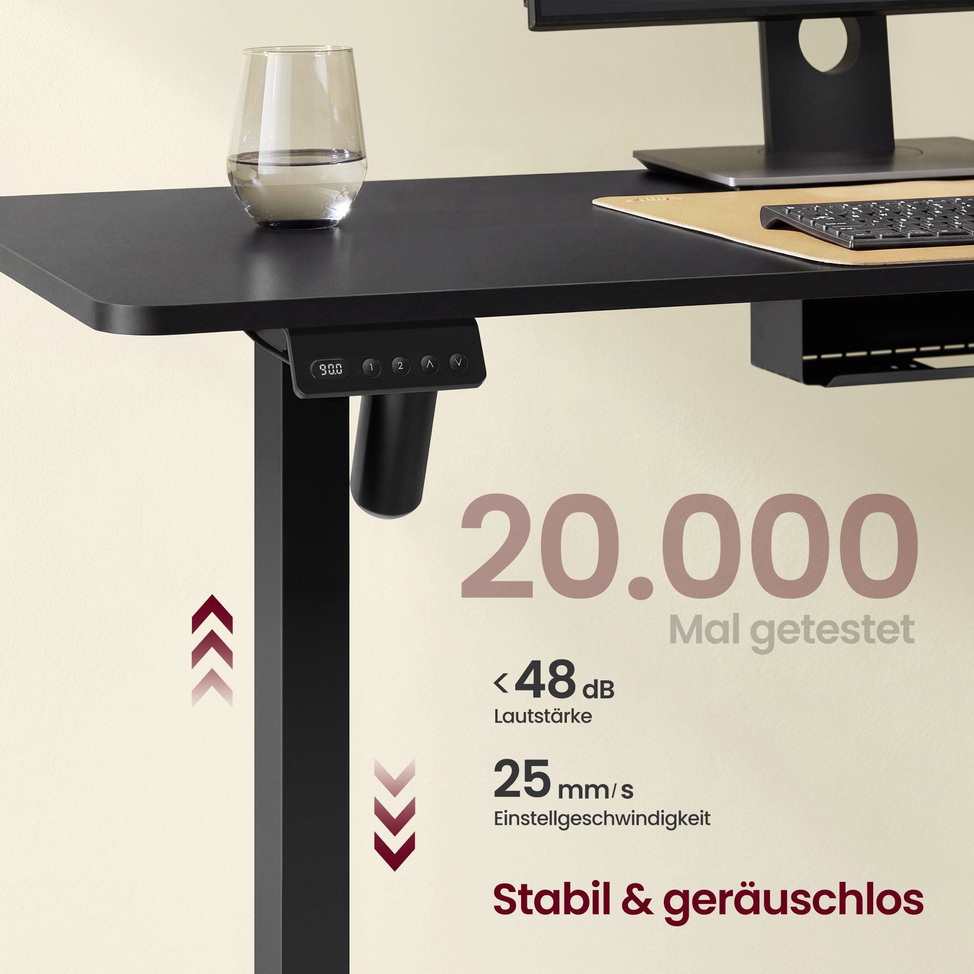 VASAGLE Schreibtisch Höhenverstellbarer Schreibtisch elektrisch (L-förmiger Eckschreibtisch), mit Ladestation, 160 cm, Memory-Funktion mit 2 Höhen – Bild 5 von 5