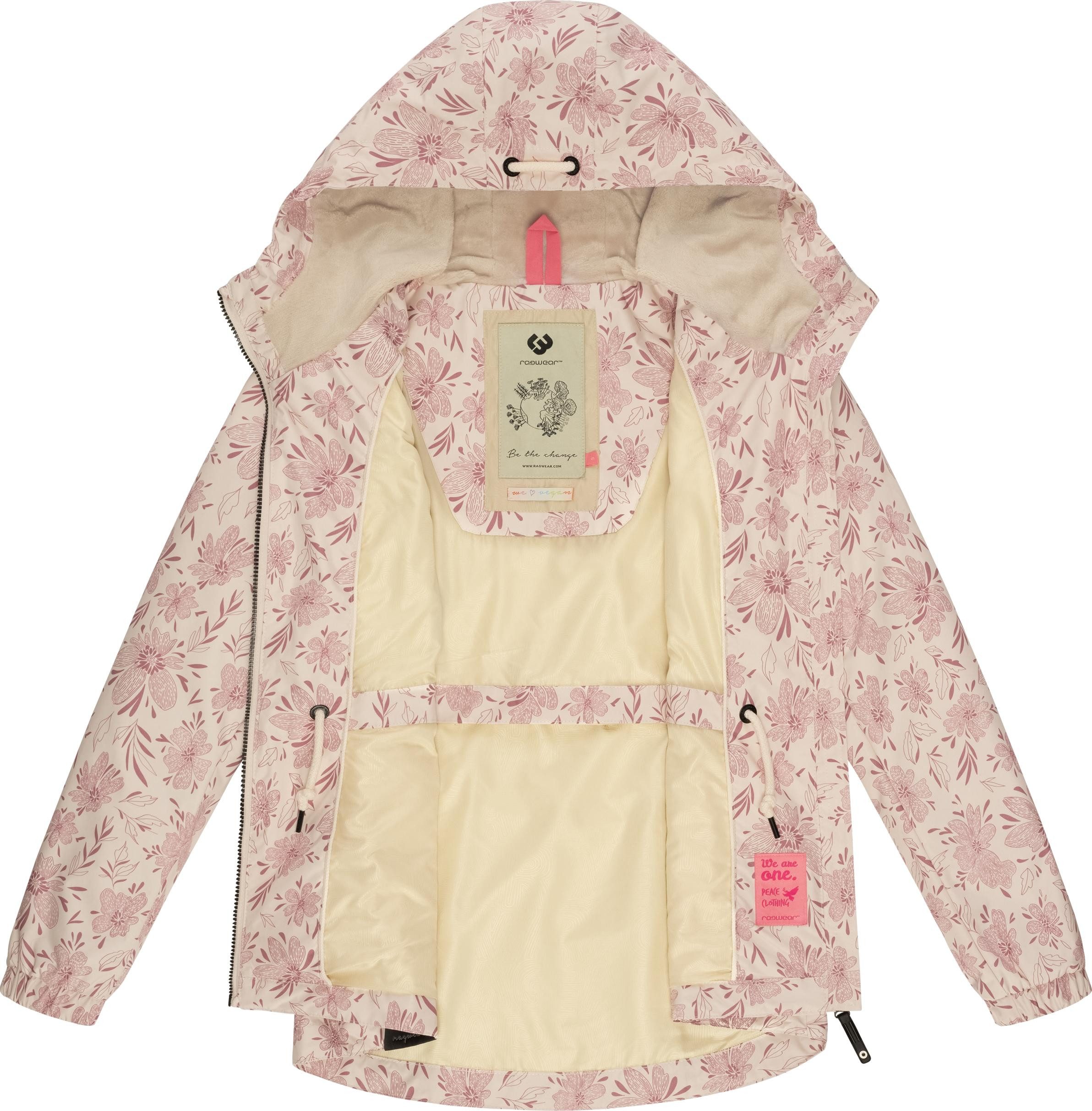 Ragwear Outdoorjacke Dankka Spring Wasserdichte Damen Jacke mit floralem Allover-Print