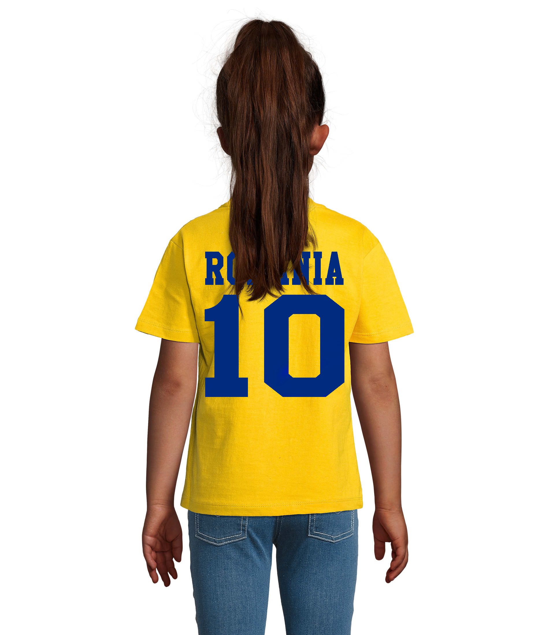 Blondie & Brownie T-Shirt Rumänien Kinder Shirt Nummer 10 Fußball Trikot Stil Freizeitlook Set (Einzelartikel) Romania Teamstyle Kinder Shirt Classic